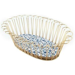 The Pioneer Woman Oval Floral Wire Bread Basket 15.5-In Blue Flowers on White